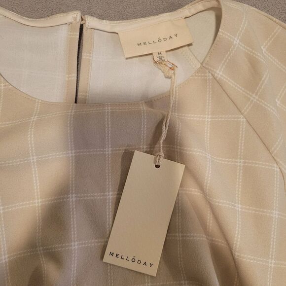 Melloday Plaid Women Blouse Top Size Medium - Picture 2 of 7